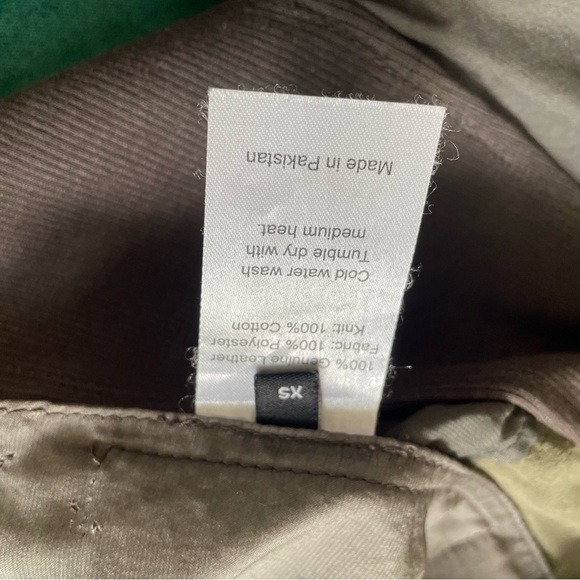 Jackett…etc Green Leather Brown Ribbed Cotton Panel Chiffon Drape Vest Size XS - Picture 7 of 9